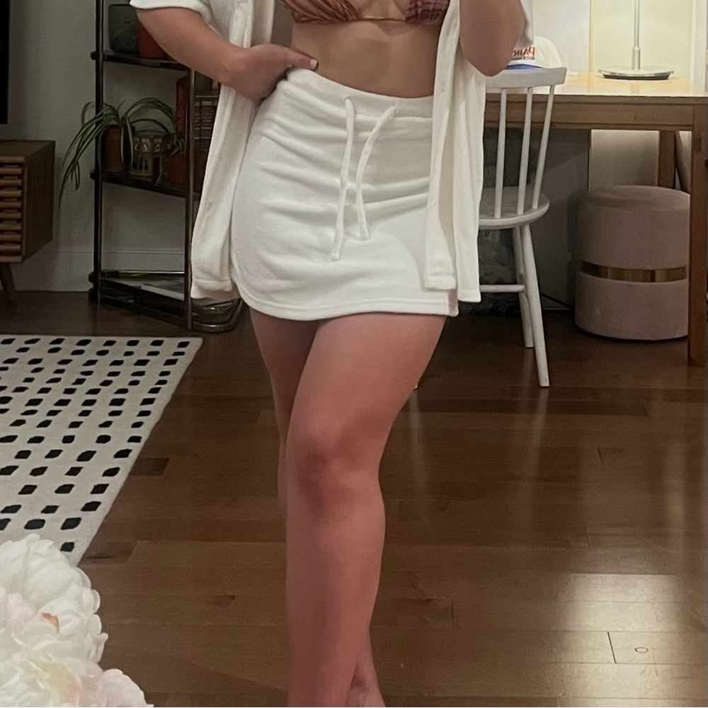 437 White Terry Mini Skirt